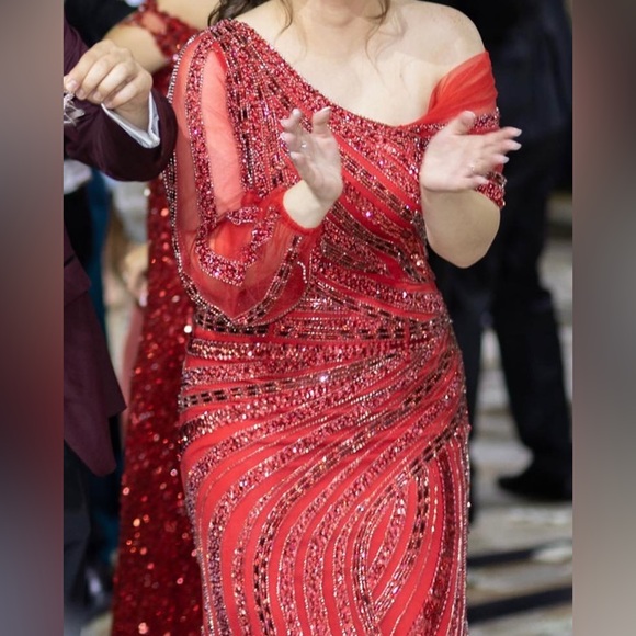 Red Beaded Gown - Picture 4 of 4